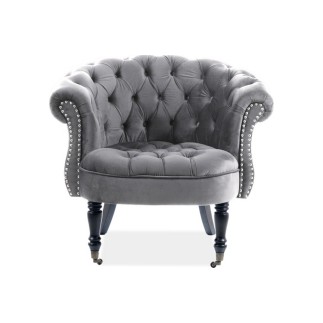 Fauteuil en tissu velours de qualité, gris, PHENIX