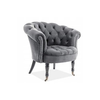 Fauteuil en tissu velours de qualité, gris, PHENIX, Fauteuil 1 place