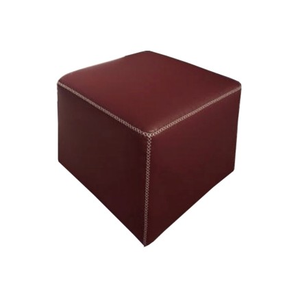 Pouf carré BUFFALO en cuir de buffle (gamme de cuir de buffle), bordeaux