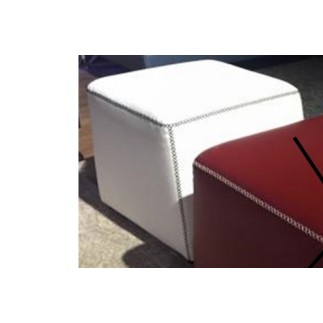 Pouf carré BUFFALO en cuir de buffle (gamme de cuir de buffle), blanc