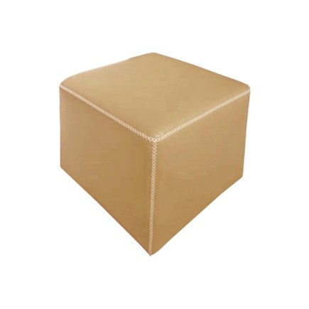 Pouf carré BUFFALO en cuir de buffle (gamme de cuir de buffle), beige