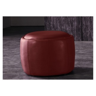 Pouf rond BUFFALINO en cuir de buffle (gamme de cuir de buffle), bordeaux