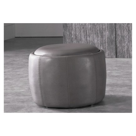 Pouf rond BUFFALINO en cuir de buffle (gamme de cuir de buffle), moka