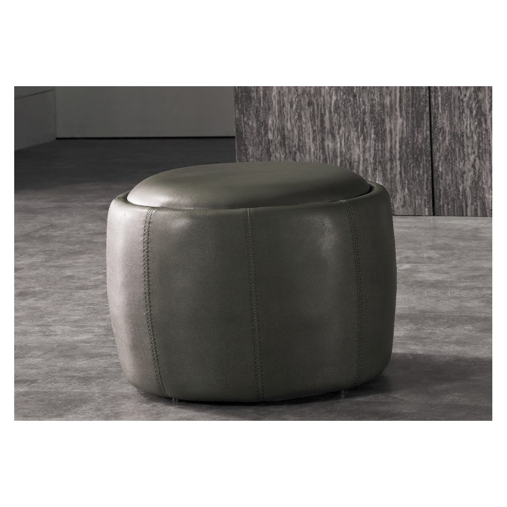 Pouf rond BUFFALINO en cuir de buffle (gamme de cuir de buffle), gris foncé Pouf rond BUFFALINO en cuir de buffle (gamme de cuir de buffle), gris foncé