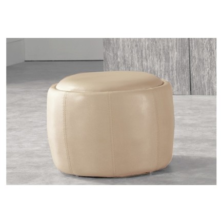 Pouf rond BUFFALINO en cuir de buffle (gamme de cuir de buffle), beige