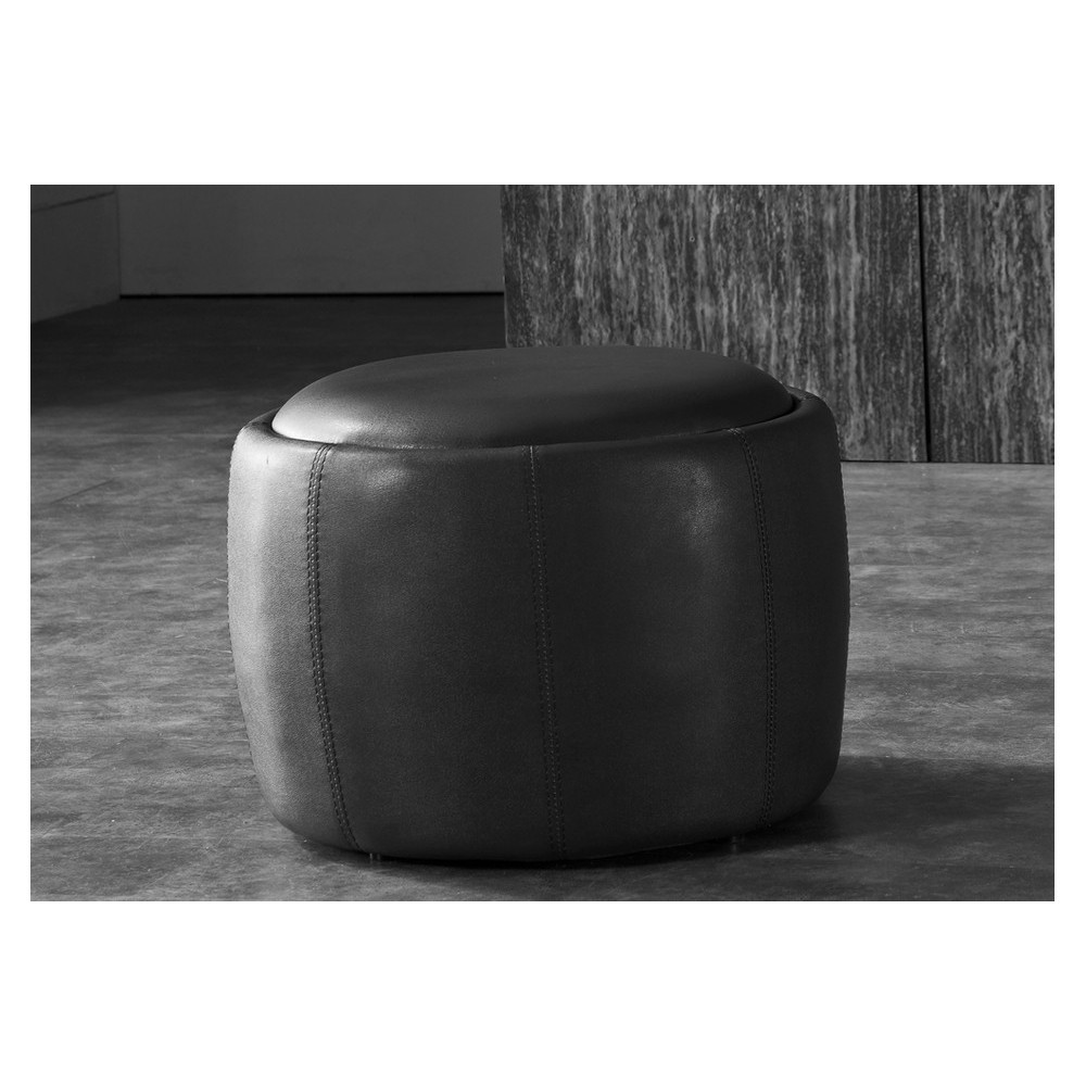 Pouf rond BUFFALINO en cuir de buffle (gamme de cuir de buffle), noir Pouf rond BUFFALINO en cuir de buffle (gamme de cuir de buffle), noir