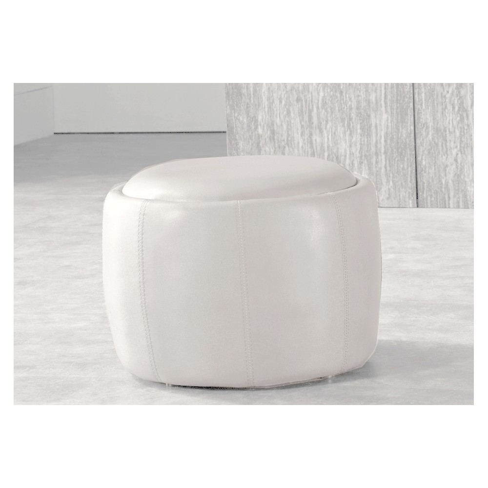 Pouf rond BUFFALINO en cuir de buffle (gamme de cuir de buffle), blanc Pouf rond BUFFALINO en cuir de buffle (gamme de cuir de buffle), blanc