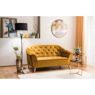 Fauteuil 1 place GALLERY en tissu de qualité, couleur curry