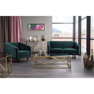Canapé ASINI 2 places en tissu de qualité, couleur vert