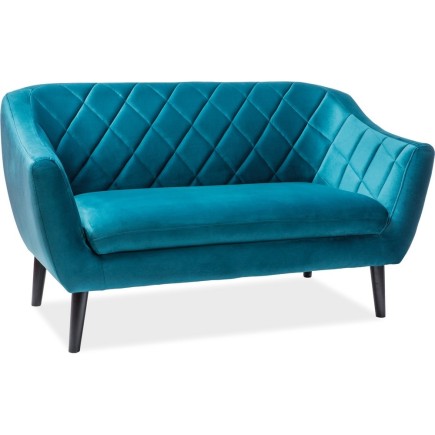 Canapé MONTINI 2 places en tissu de qualité, couleur turquoise