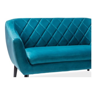 Canapé MONTINI 2 places en tissu de qualité, couleur turquoise