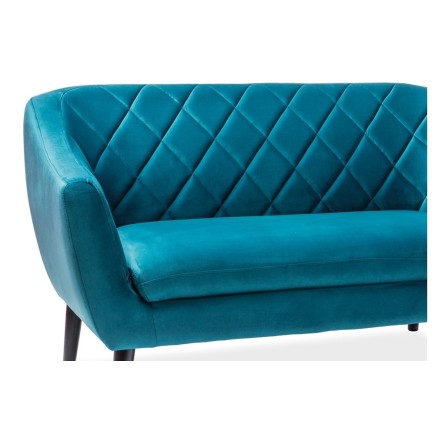 Canapé MONTINI 2 places en tissu de qualité, couleur turquoise