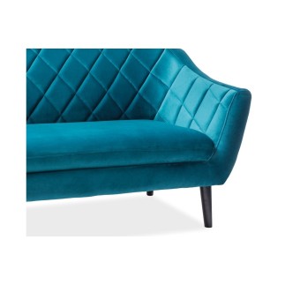Canapé MONTINI 2 places en tissu de qualité, couleur turquoise