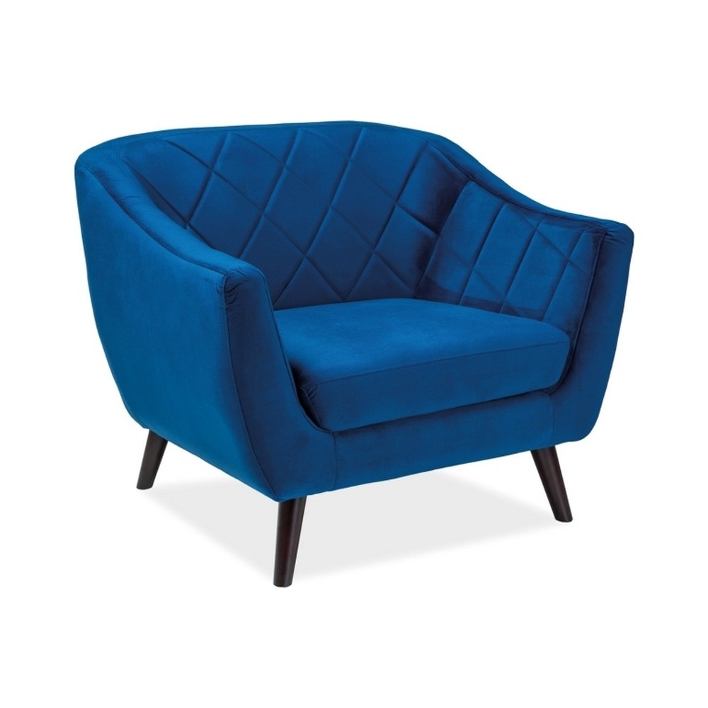 Fauteuil MONTINI 1 place en tissu de qualité, couleur bleu foncé