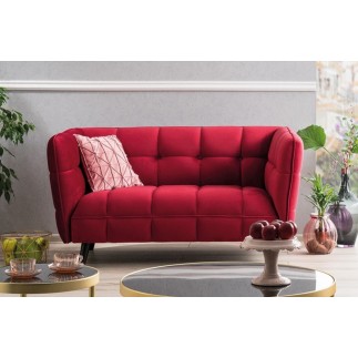 Canapé 2 places CASINI en tissu de qualité, couleur bordeaux
