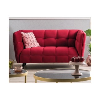 Canapé 2 places CASINI en tissu de qualité, couleur bordeaux