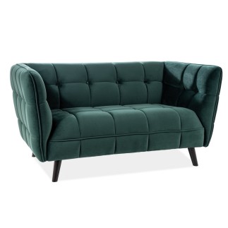 Canapé 2 places CASINI en tissu de qualité, couleur vert
