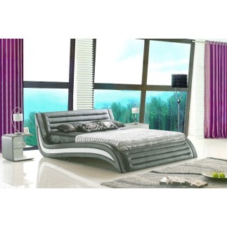 Lit en cuir italien de luxe NOCTURA, gris foncé, 180x200