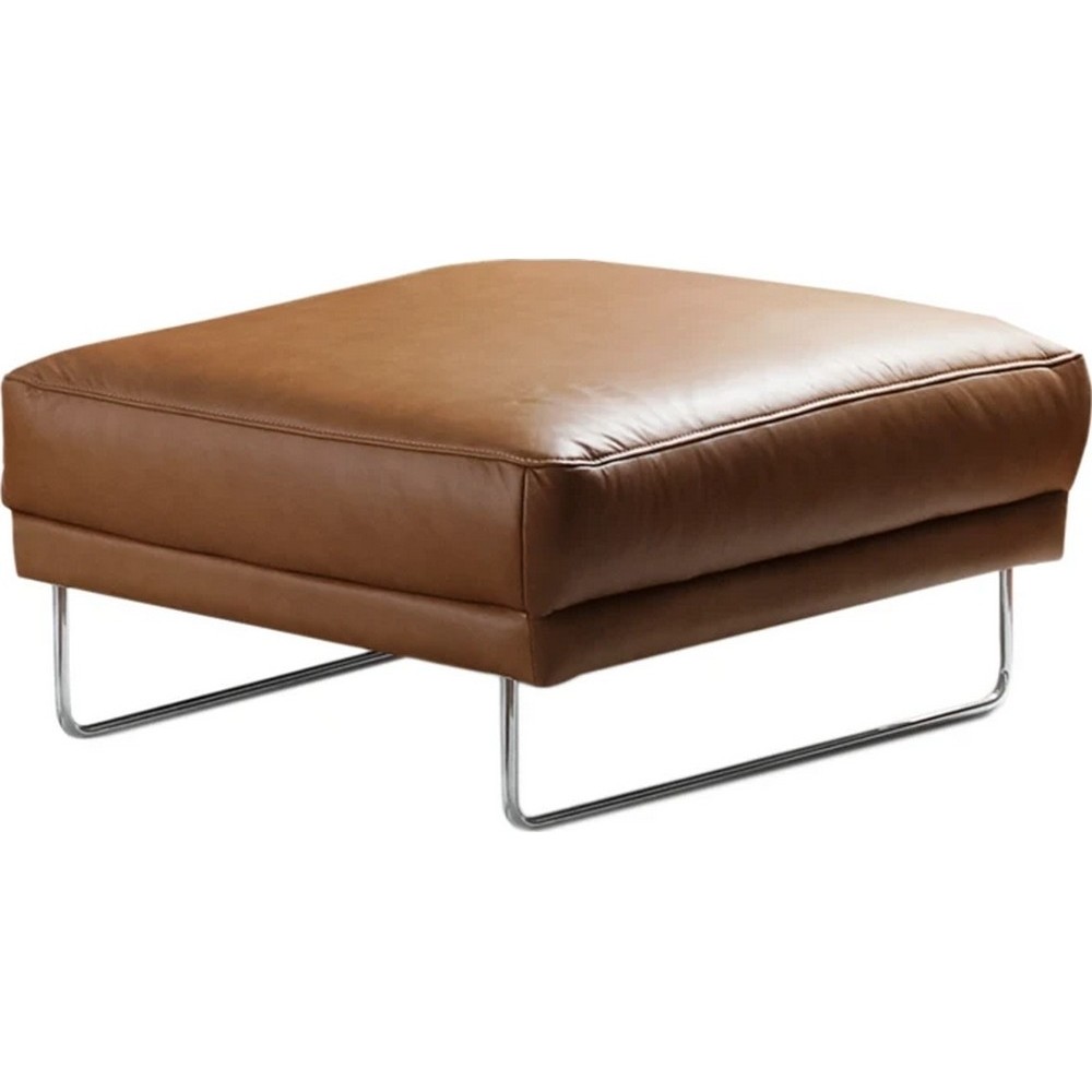 Pouf Spencer en tout cuir italien haut de gamme vachette, coloris cognac, Marron cognac Pouf Spencer en tout cuir italien haut de gamme vachette, coloris cognac, Marron cognac