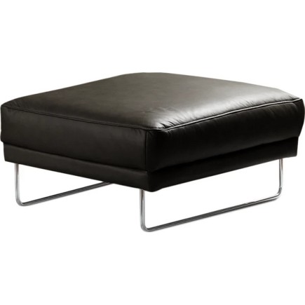 Pouf Spencer en tout cuir italien haut de gamme vachette, coloris noir