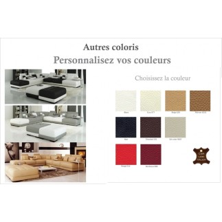 Canapé d'angle en cuir 6/7 places PETIT ELIXIR, couleur personnalisée, angle gauche