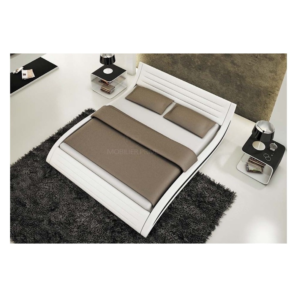 Lit en cuir italien de luxe NOCTURA, blanc, 180x200 Lit en cuir italien de luxe NOCTURA, blanc, 180x200