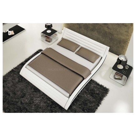 Lit en cuir italien de luxe NOCTURA, blanc
