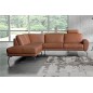 Canapé d'angle en 100% TOUT cuir italien de prestige 6/7 places SPANIA, marron cognac, angle gauche Canapé d'angle en 100% TOUT cuir italien de prestige 6/7 places SPANIA, marron cognac, angle gauche