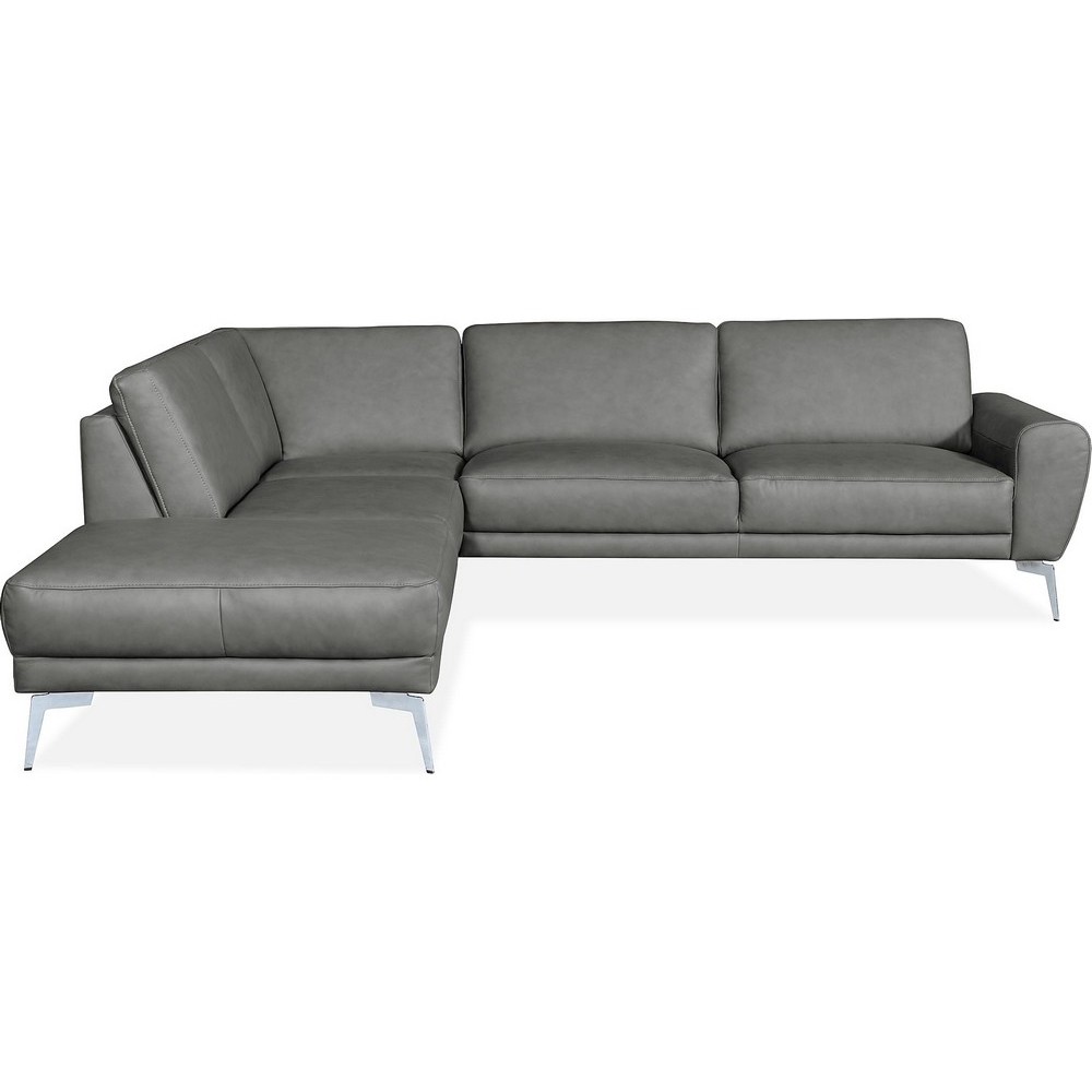 Canapé d'angle en 100% TOUT cuir italien de prestige 6/7 places SPANIA, gris, angle gauche Canapé d'angle en 100% TOUT cuir italien de prestige 6/7 places SPANIA, gris, angle gauche