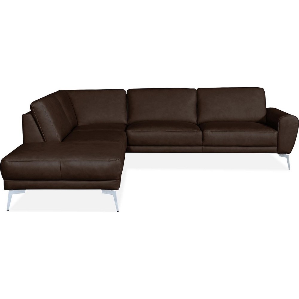 Canapé d'angle en 100% TOUT cuir italien de prestige 6/7 places SPANIA, chocolat, angle gauche Canapé d'angle en 100% TOUT cuir italien de prestige 6/7 places SPANIA, chocolat, angle gauche