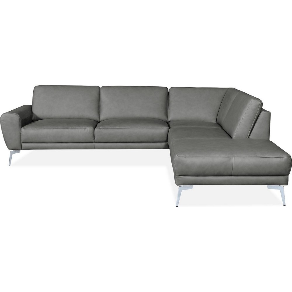 Canapé d'angle en 100% TOUT cuir italien de prestige 6/7 places SPANIA, gris, angle droit Canapé d'angle en 100% TOUT cuir italien de prestige 6/7 places SPANIA, gris, angle droit