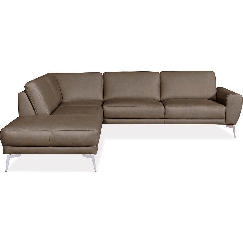 Canapé d'angle en 100% TOUT cuir italien de prestige 6/7 places SPANIA, taupe vers le moka, angle gauche, Taupe (vert moka) Canapé d'angle en 100% TOUT cuir italien de prestige 6/7 places SPANIA, taupe vers le moka, angle gauche, Taupe (vert moka)