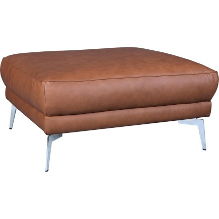 Pouf SPANIA en tout cuir italien haut de gamme vachette, coloris marron cognac