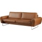 Canapé 3 places en 100% TOUT cuir italien de prestige, SPENCER, marron cognac