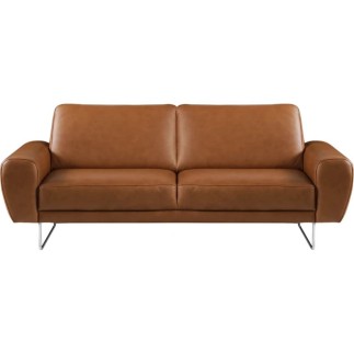 Canapé 2 places en 100% TOUT cuir italien de prestige, SPENCER, marron cognac