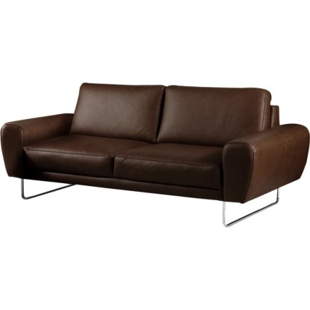Canapé 2 places en 100% TOUT cuir italien de prestige, SPENCER, chocolat