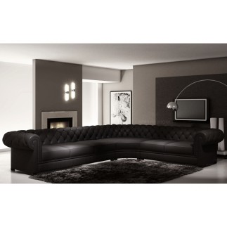 2EME paiement de la commande: Canapé d'angle en cuir italien 7/8 places belisi, noir, angle droit, 6x sans frais, total de la co