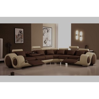 2eme paiement de la commande: Canapé d'angle en cuir italien : 5/6 places petit excelia, chocolat et beige, angle droit, 6x sans