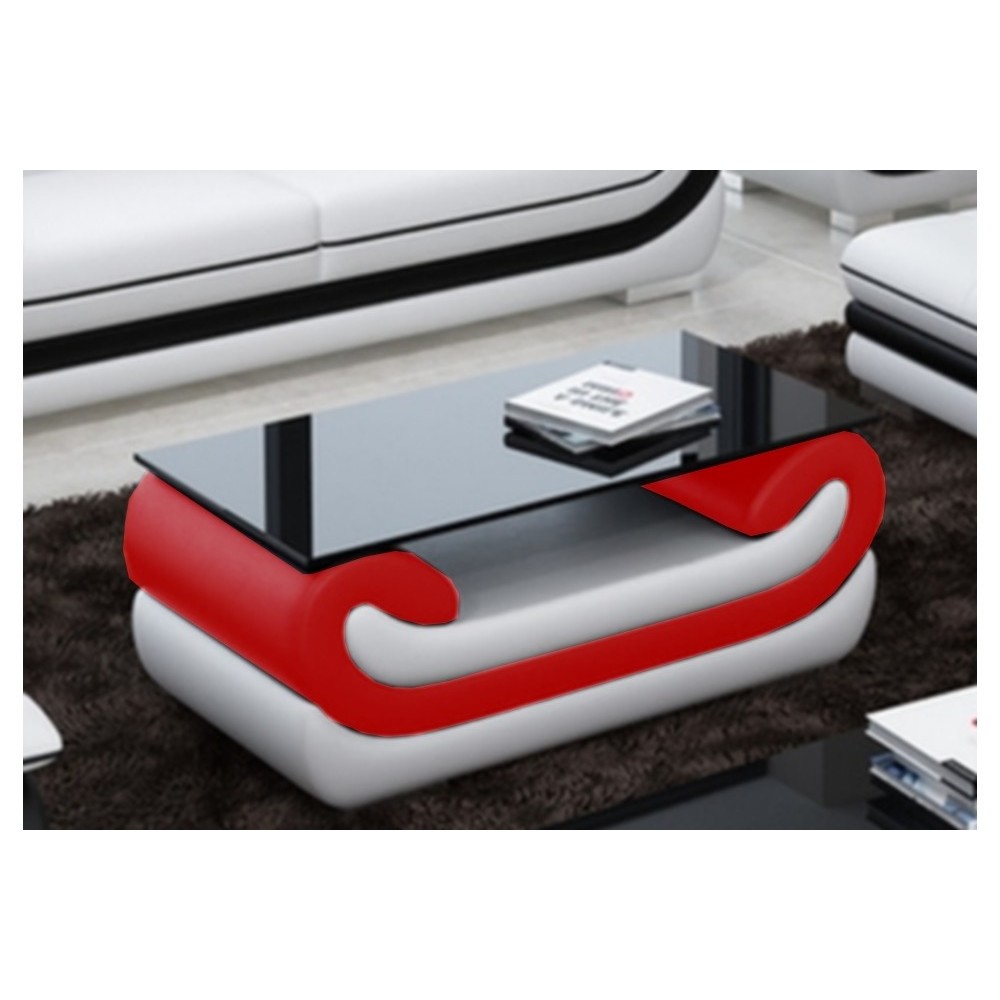 Superbe table basse CANDIDE, rouge et blanc, 120x70x42 cm Superbe table basse CANDIDE, rouge et blanc, 120x70x42 cm