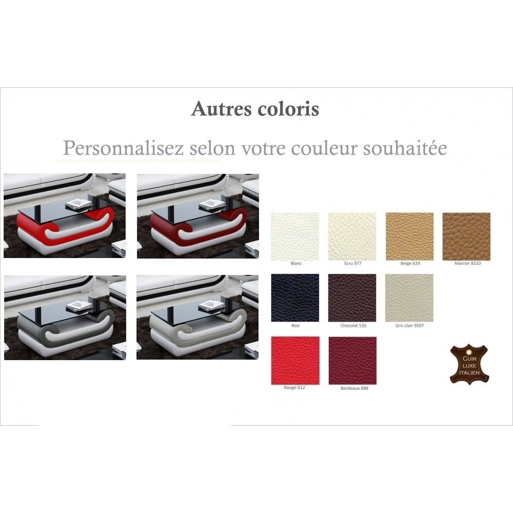 Superbe table basse CANDIDE, couleurs personnalisées, 120x70x42 cm