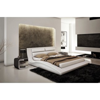 Lit en cuir italien de luxe SERENIS, blanc