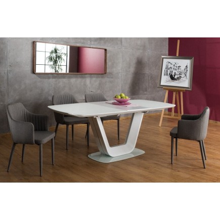 Table à manger avec rallonge, luxe ARMONA blanc 160-220