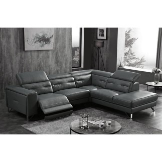 1er paiement de la commande: Canapé d'angle avec un relax électrique en cuir de buffle italien de luxe 6 places revolax noir, an