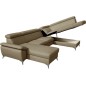 Canapé d'angle convertible en cuir italien de luxe 7/8 places WARINI avec coffre, beige, angle droit