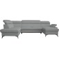 Canapé d'angle convertible en cuir italien de luxe 7/8 places WARINI avec coffre, gris clair, angle gauche Canapé d'angle convertible en cuir italien de luxe 7/8 places WARINI avec coffre, gris clair, angle gauche
