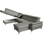 Canapé d'angle convertible en cuir italien de luxe 7/8 places WARINI avec coffre, gris clair, angle gauche Canapé d'angle convertible en cuir italien de luxe 7/8 places WARINI avec coffre, gris clair, angle gauche
