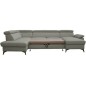 Canapé d'angle convertible en cuir italien de luxe 7/8 places WARINI avec coffre, gris clair, angle gauche Canapé d'angle convertible en cuir italien de luxe 7/8 places WARINI avec coffre, gris clair, angle gauche