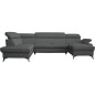 Canapé d'angle convertible en cuir italien de luxe 7/8 places WARINI avec coffre, gris foncé, angle gauche Canapé d'angle convertible en cuir italien de luxe 7/8 places WARINI avec coffre, gris foncé, angle gauche