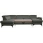 Canapé d'angle convertible en cuir italien de luxe 7/8 places WARINI avec coffre, gris foncé, angle gauche Canapé d'angle convertible en cuir italien de luxe 7/8 places WARINI avec coffre, gris foncé, angle gauche