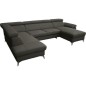 Canapé d'angle convertible en cuir italien de luxe 7/8 places WARINI avec coffre, gris foncé, angle gauche Canapé d'angle convertible en cuir italien de luxe 7/8 places WARINI avec coffre, gris foncé, angle gauche